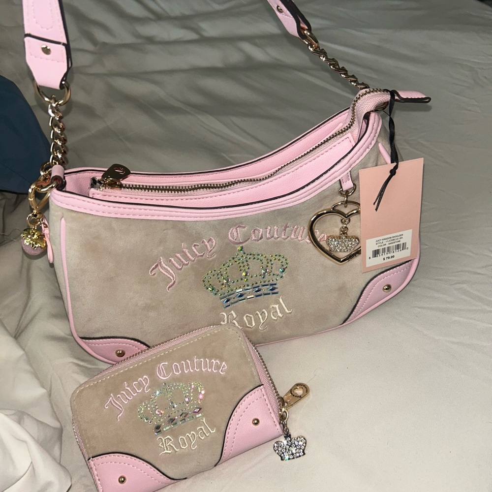 Juicy Couture Pink and Tan Shoulder Bag Set